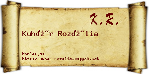 Kuhár Rozália névjegykártya